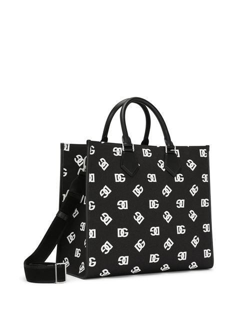 Large canvas shopping bag with allover logo  DOLCE & GABBANA | BM1796-AH343HNVAA